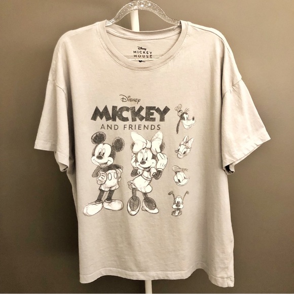 Mickey Mouse Disney Mickey and Friends Gray Graphic Oversized Casual T Shirt Tee - Picture 4 of 14